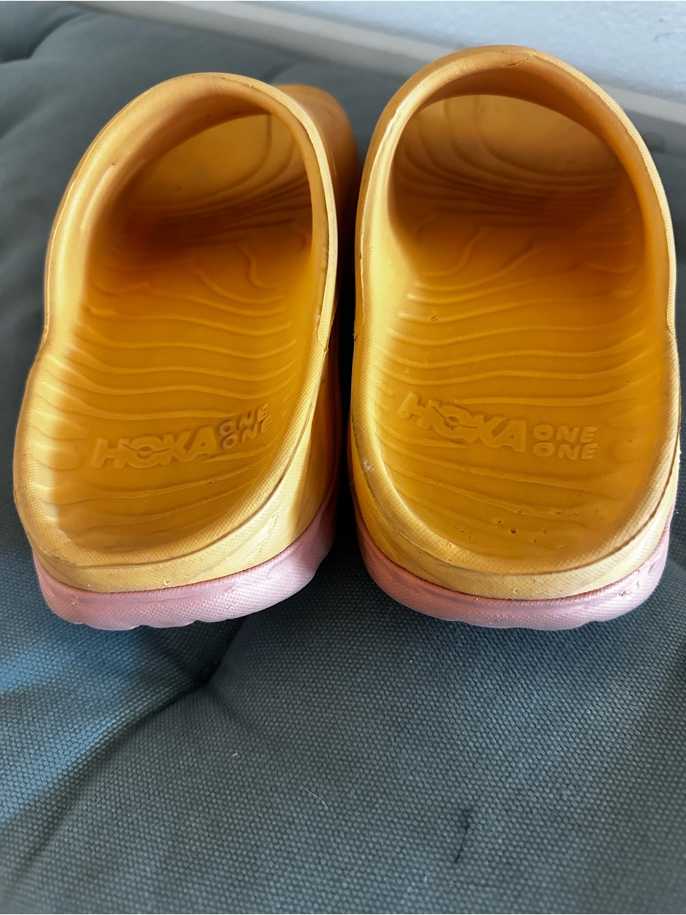 Hoka One One Women's Slide Sandals in Yellow and Pink - Picture 3 of 7